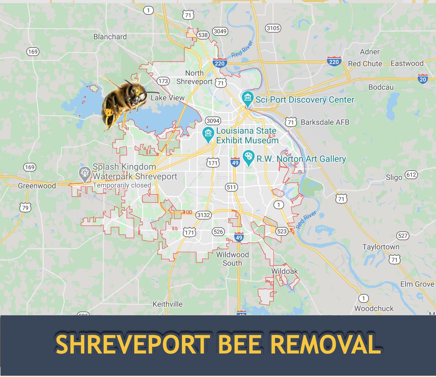 Bee Removal Shreveport Louisiana Map