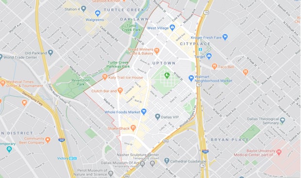 Uptown Dallas bee removal service map